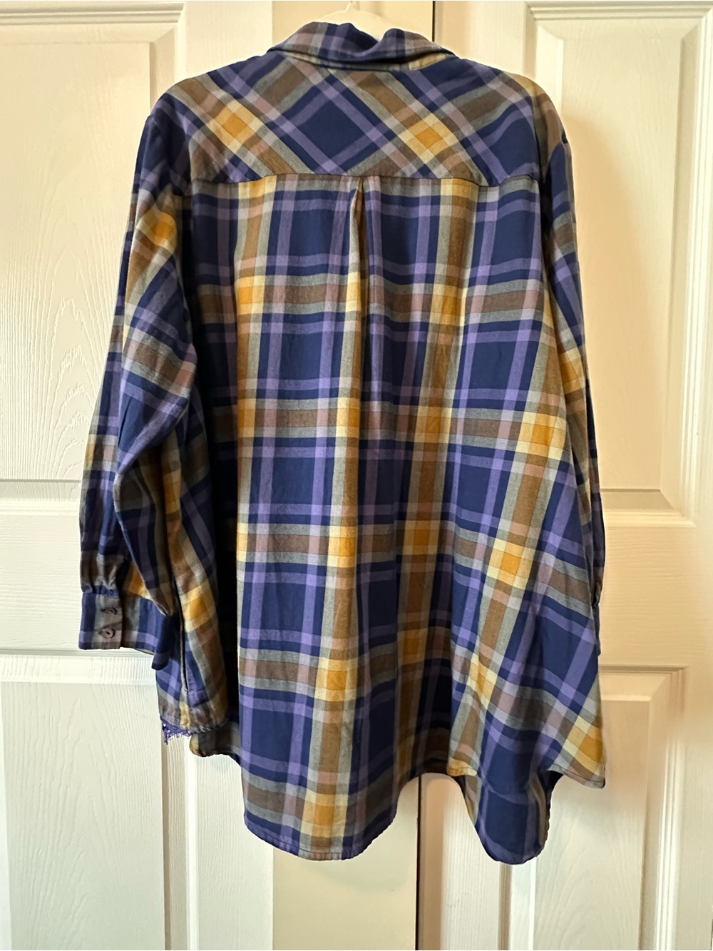 Women’s LOGO Lori Goldstein Blue Purpke & Yellow Plaid Button-Up Shirt Sz:3X GUC - Picture 5 of 13